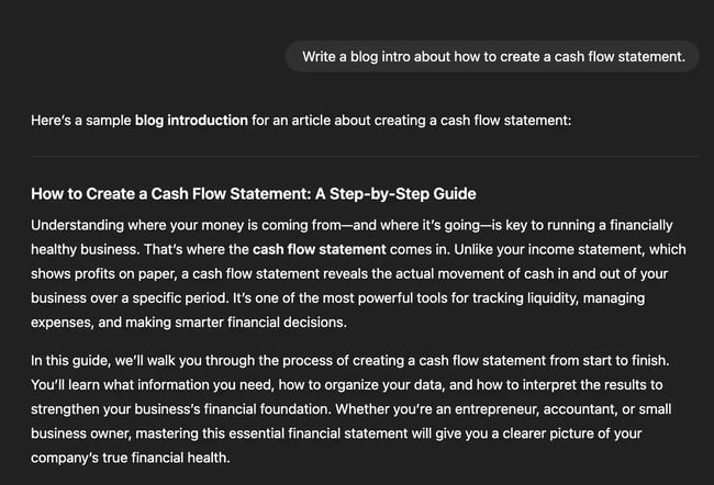 blog intro prompt to chatgpt, prompt output with gpt